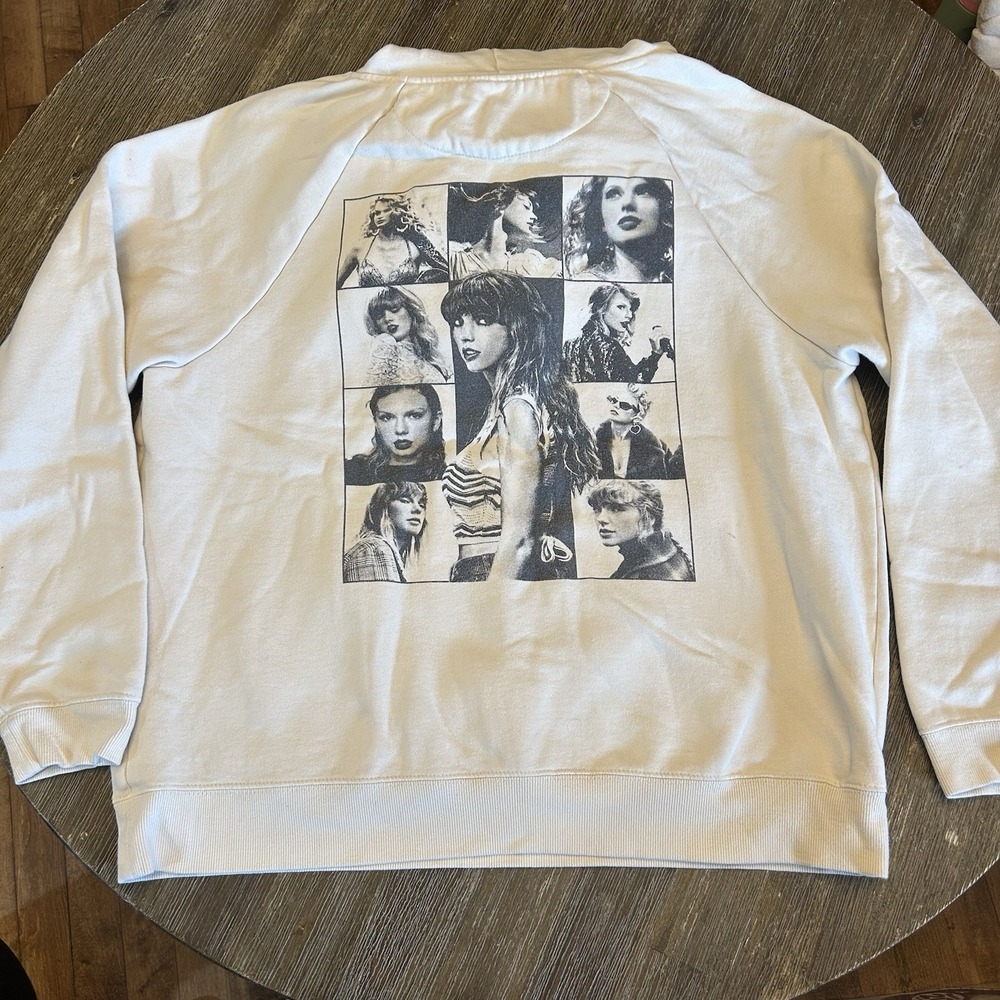 Taylor Swift The Eras Tour‎ White Pullover Hoodie Size Large Photo Collage